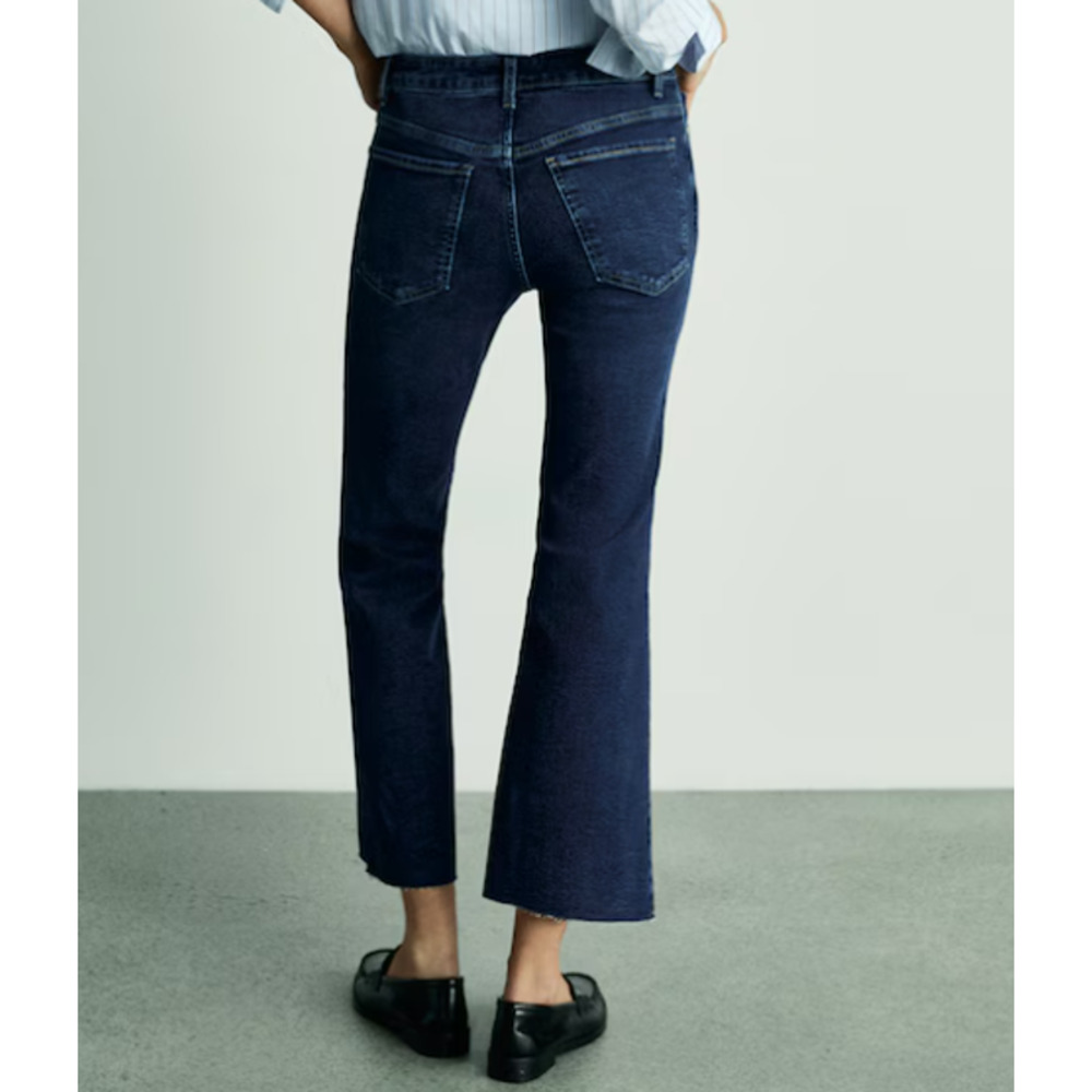 NWT Frank and Eileen Killian Crop Flare Jeans Raw Hem Blue Wash Womens Size 26 - Picture 3 of 7